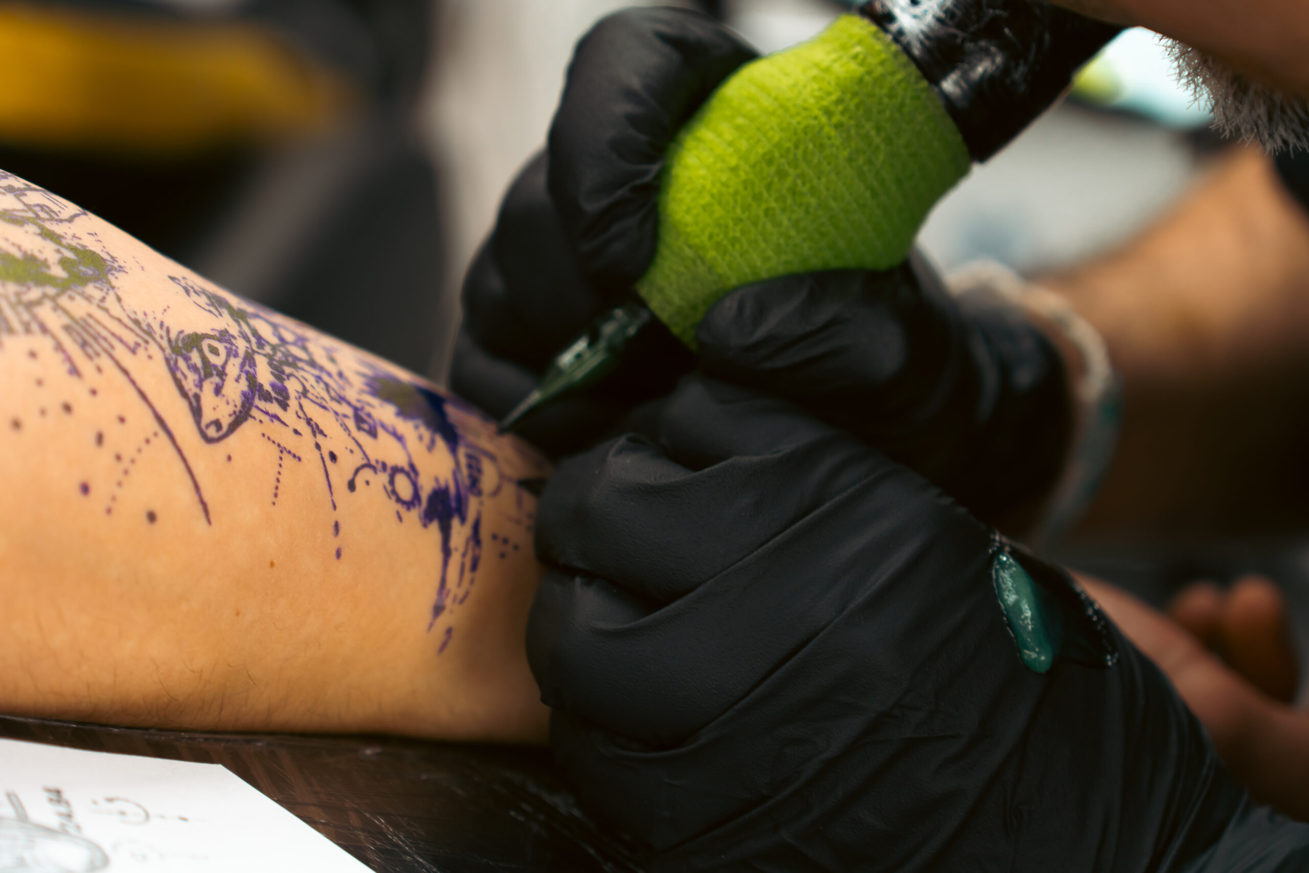 Close up of a tattoo in progress at Uppercuts Tattoo Shop, Maple Ridge BC